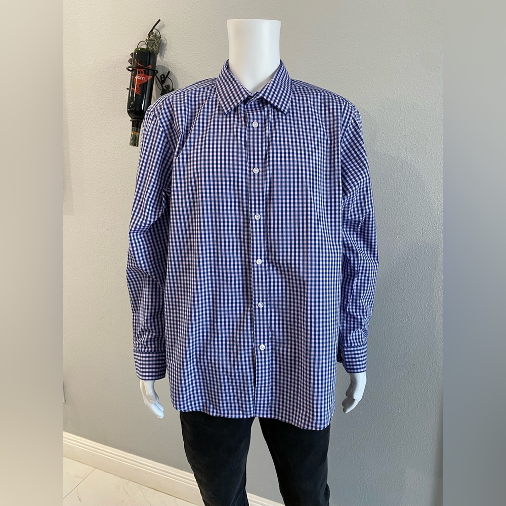 Lucky Brand Men's Navy‎ Checkered Button Down Shirt